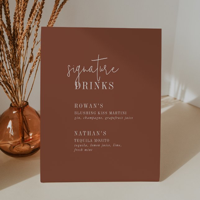 Modern Chic Terracotta Rust Signature Drinks Sign (Creator Uploaded)