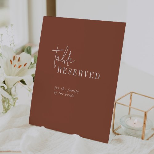 Modern Chic Terracotta Rust Table Reserved Sign
