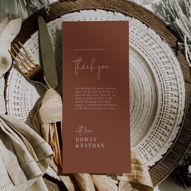 Modern Chic Terracotta Rust Thank You Table Cards (Creator Uploaded)