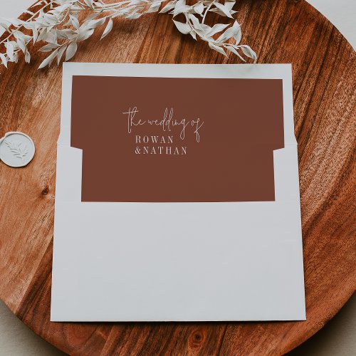 Modern Chic Terracotta Rust Wedding Envelope Liner