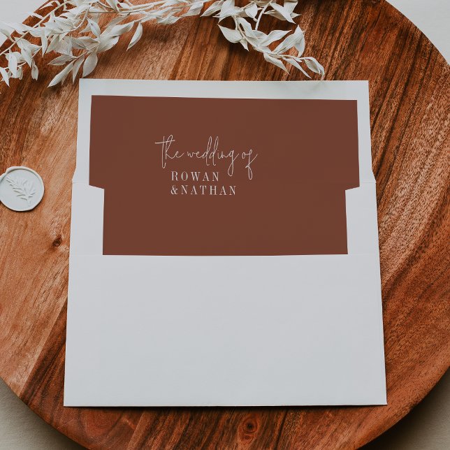 Modern Chic Terracotta Rust Wedding Envelope Liner (Creator Uploaded)