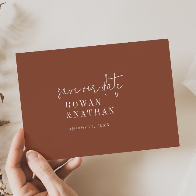 Modern Chic Terracotta Rust Wedding Save The Date (Creator Uploaded)
