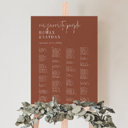 Modern Chic Terracotta Rust Wedding Seating Chart Foam Board