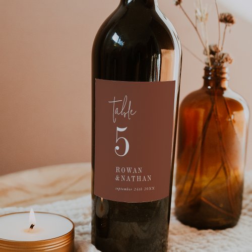 Modern Chic Terracotta Table Number Wine Labels