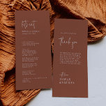 Modern Chic Terracotta Thank You and Wedding Menu<br><div class="desc">This modern chic terracotta thank you and wedding menu is perfect for a simple wedding. The desert boho design features rustic unique and stylish bohemian typography in an earthy burnt orange rust color. Personalize the table card with your menu on the front and a thank you message for your guests...</div>