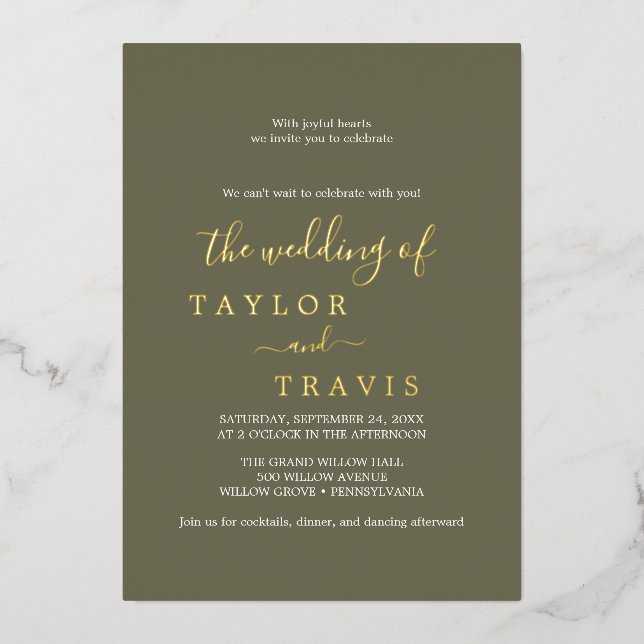 Modern Chic Terracotta Wedding  Foil Invitation (Front)
