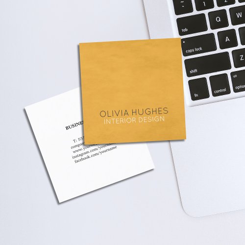 Modern Chic Texture Yellow Interior Design Square Business Card