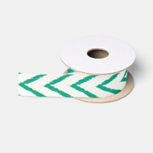 Modern chic textured green ikat chevron pattern satin ribbon