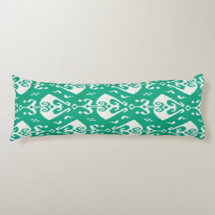 Modern chic textured green ikat tribal pattern body pillow