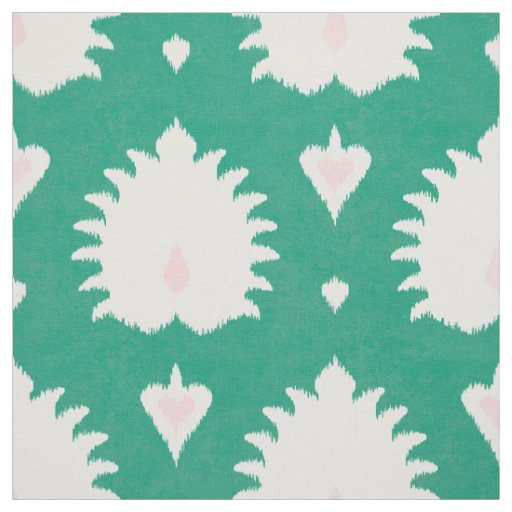 Modern chic textured green pink ikat pattern fabric