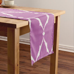 Modern chic textured purple ikat chevron pattern short table runner