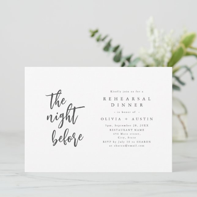 Modern Chic The Night Before Rehearsal dinner Invitation (Standing Front)