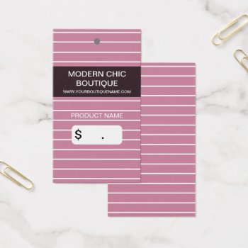 Modern Chic Thin Pink Stripes Boutique Hang Tag by GirlyBusinessCards at Zazzle