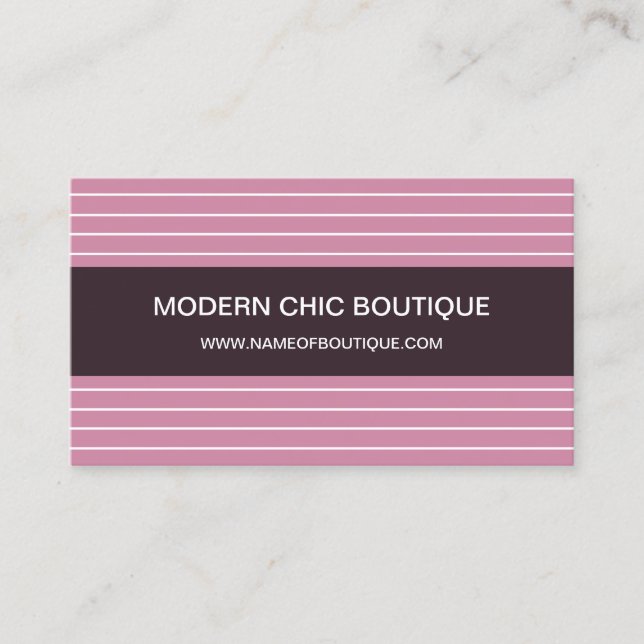 Modern Chic Thin Pink Stripes Fashion Boutique Business Card (Front)