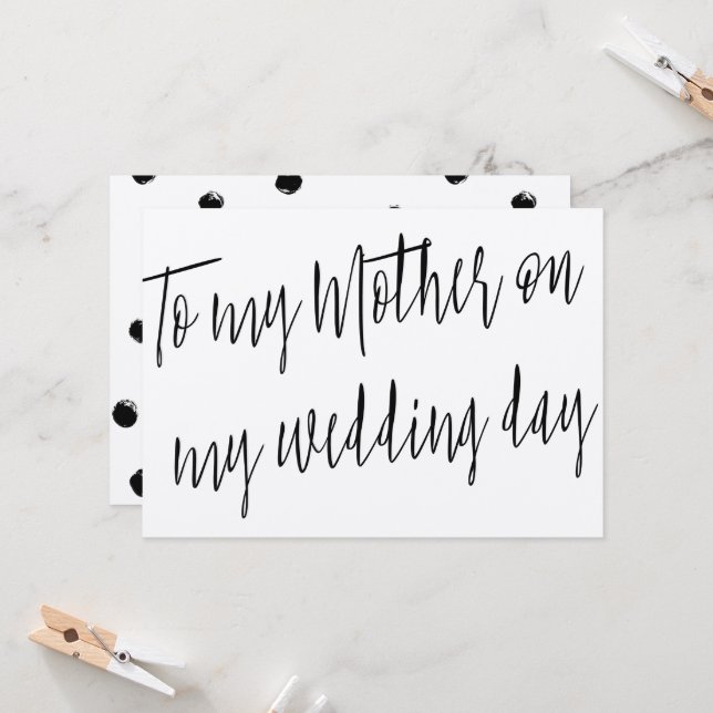 Modern Chic "To my mother on my wedding day" Card (Front/Back In Situ)