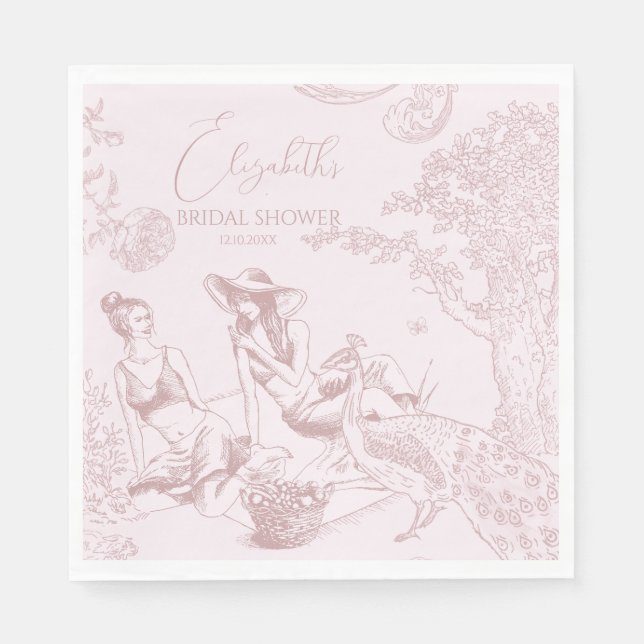 Modern Chic Toile de Jouy Picnic Bridal Shower  Napkins (Front)