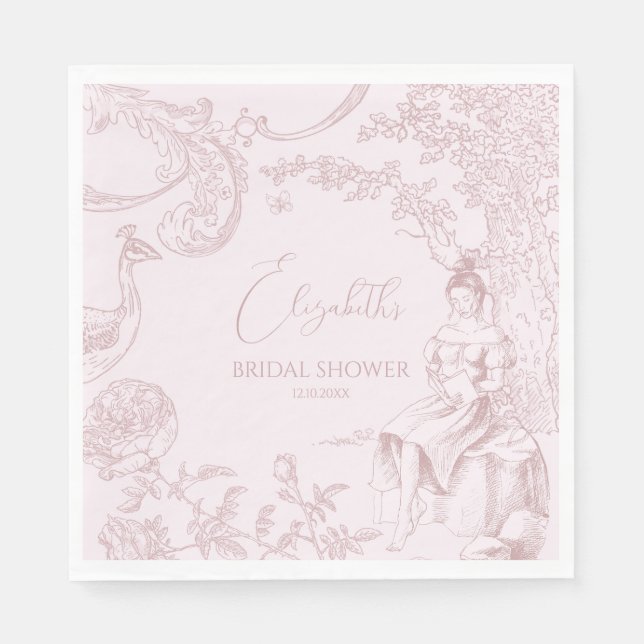 Modern Chic Toile de Jouy Picnic Bridal Shower  Napkins (Front)