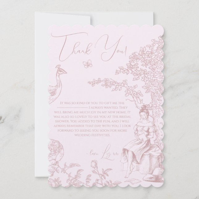 Modern Chic Toile de Jouy Picnic Bridal Shower  Thank You Card (Front)