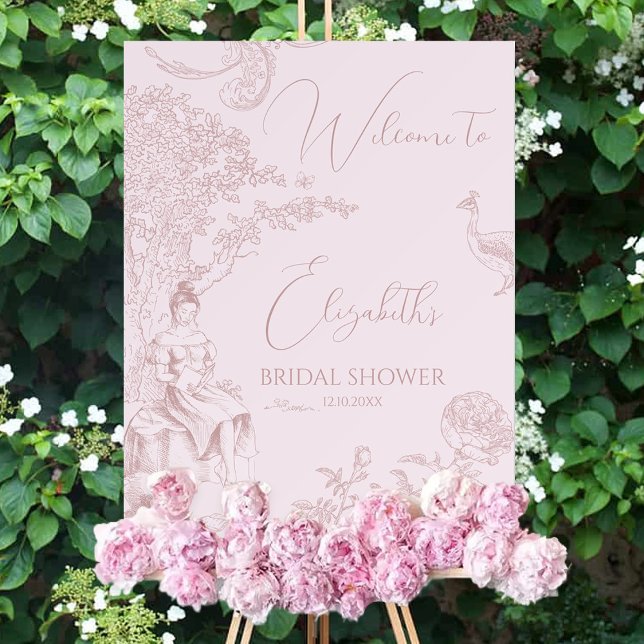 Modern Chic Toile de Jouy Picnic Bridal Welcome Foam Board (Creator Uploaded)