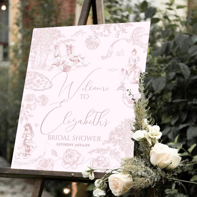 Modern Chic Toile Jouy Picnic Bridal Welcome Sign (Creator Uploaded)
