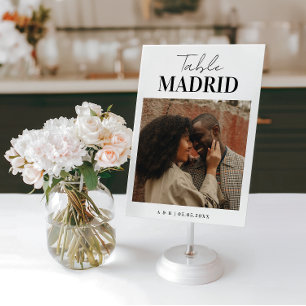 Modern Chic Travel Destination Theme Photo Wedding Table Number