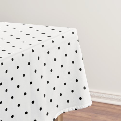 Modern Chic Trendy Black White Polka Dots Pattern Tablecloth