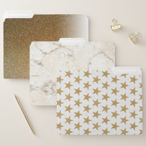 Modern chic trendy gold patterned matching file folder
