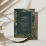 Modern Chic Tropical Beach Palm Wedding Gold Foil  Foil Invitation<br><div class="desc">Featuring a modern design with tropical real gold foil palm leaves frame over a dark green background combined with an elegant calligraphy typography,  for a chic look.</div>