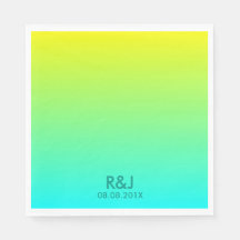 modern chic turquoise yellow green ombre wedding
