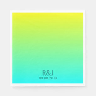 modern chic turquoise yellow green ombre wedding paper napkins