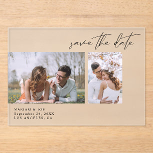 Modern Chic Two Photo Save the Date  Acrylic Invitations