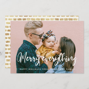 Modern Chic Typography Merry Everything Photo Holiday Card
