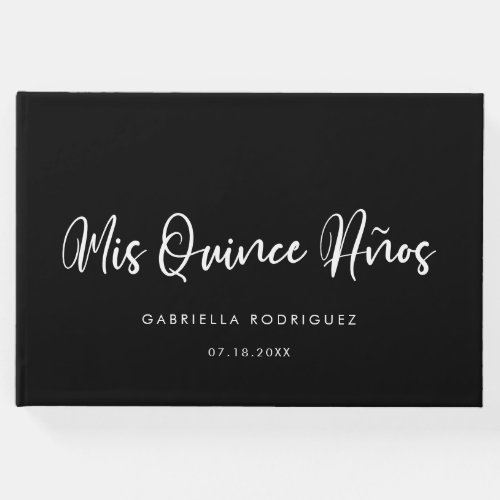 Modern chic typography Mis quince aos Guest Book