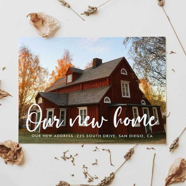 Modern chic typography photo moving announcement postcard (Creator Uploaded)
