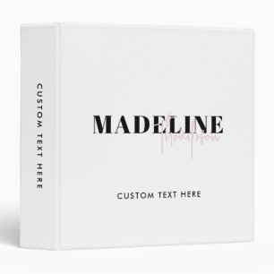 Modern Chic Typography Script Light Pink Feminine 3 Ring Binder