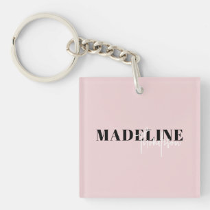 Modern Chic Typography Script Light Pink Feminine Keychain