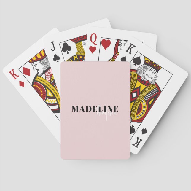 Modern Chic Typography Script Light Pink Feminine Poker Cards (Back)