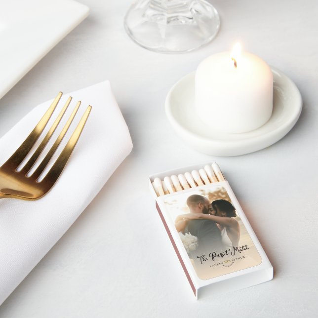 Modern Chic Ultra Minimal Photo Wedding Matchboxes (Insitu)