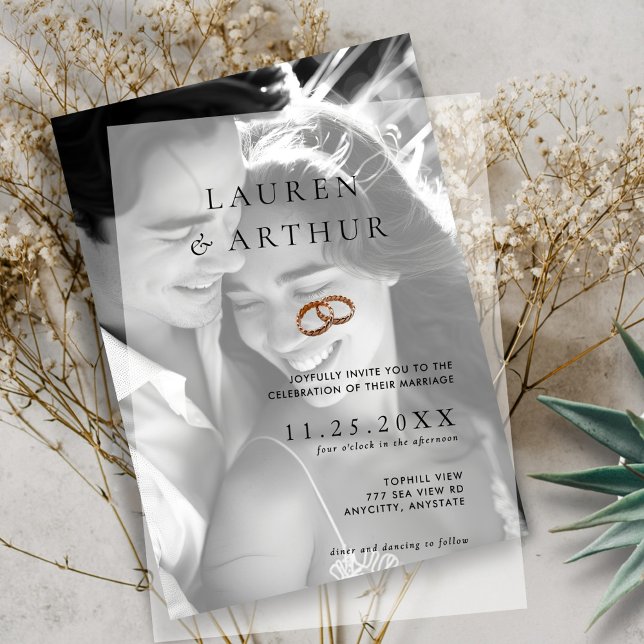 Modern Chic Ultra Minimalist Typography Wedding Vellum Invitations (Creator Uploaded)