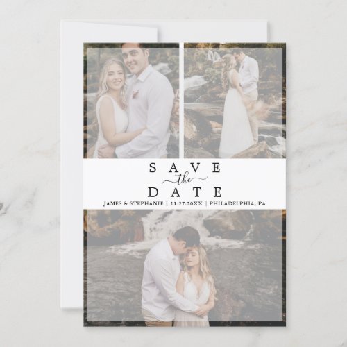 Modern Chic Vellum Effect Photo Collage Wedding Save The Date