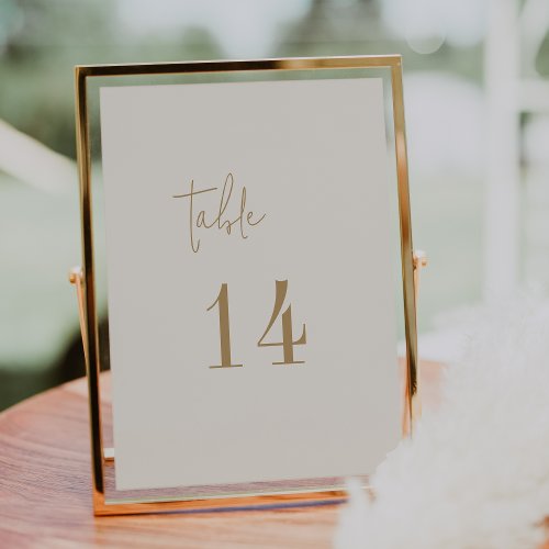 Modern Chic Vintage Gold 5x7 Table Numbers