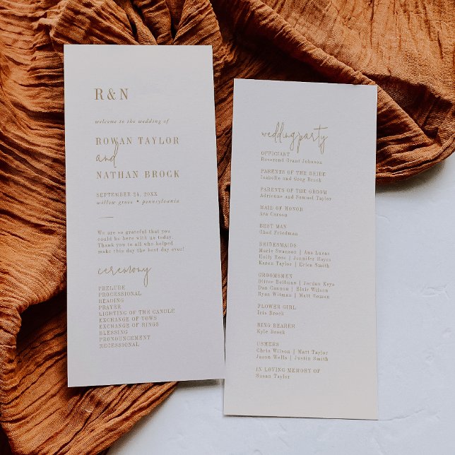 Modern Chic Vintage Gold Flat Wedding Program (Creator Uploaded)