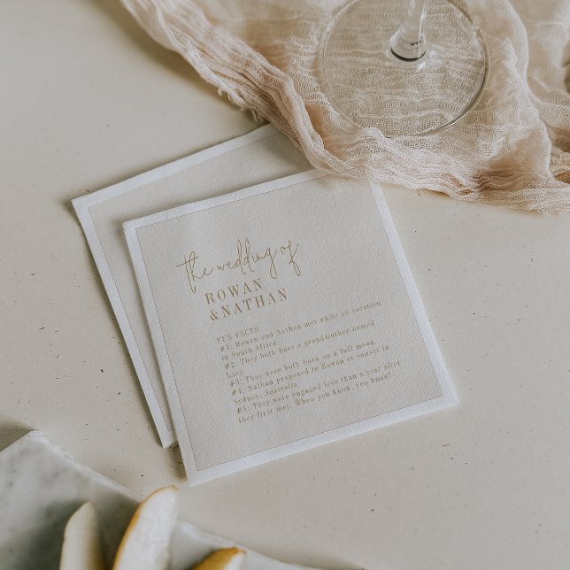 Modern Chic Vintage Gold Fun Facts Wedding Napkins (Creator Uploaded)