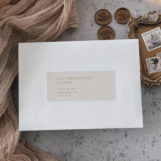 Modern Chic Vintage Gold Guest Address Labels | Zazzle