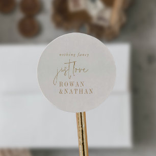 Modern Chic Vintage Gold Just Love Wedding Classic Round Sticker
