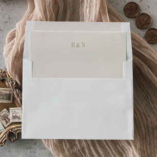 Modern Chic Vintage Gold Monogram Wedding Envelope Liner