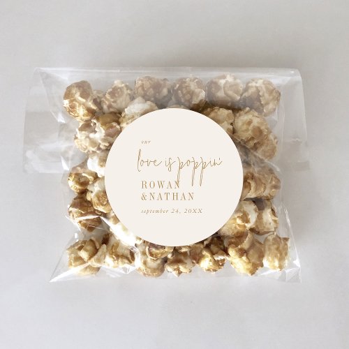 Modern Chic Vintage Gold Our Love Is Poppin Classic Round Sticker