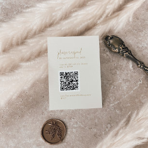 Modern Chic Vintage Gold QR Code RSVP Enclosure Card