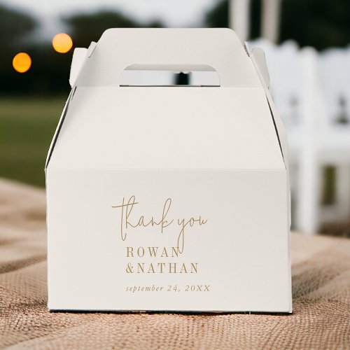 Modern Chic Vintage Gold Thank You Wedding Favor Boxes