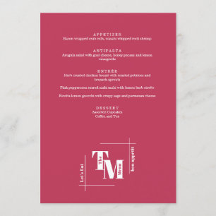 Modern Chic Viva Magenta Minimal Wedding Thank You Menu